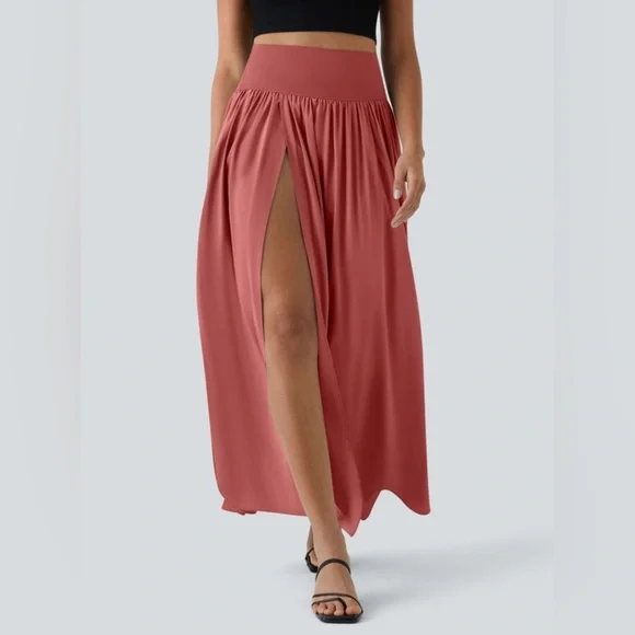 HALARA Maxi Skirts in Vibrant Coral and Classic Black - Picture 2 of 4
